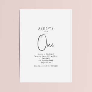 Minimalist Gender Neutral Script Any Age Birthday Invitation