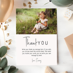 Minimalist Gender Neutral Vertical Photo Birthday Thank You Card