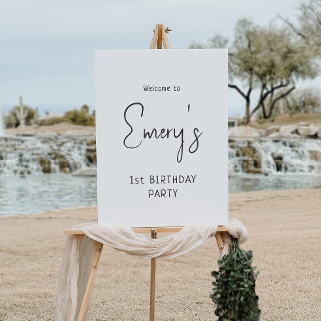 Minimalist Gender Neutral Welcome Birthday Foam Board (Creator Uploaded)