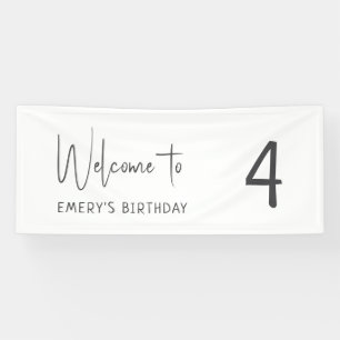 Minimalist Gender Neutral Welcome Birthday Party Banner