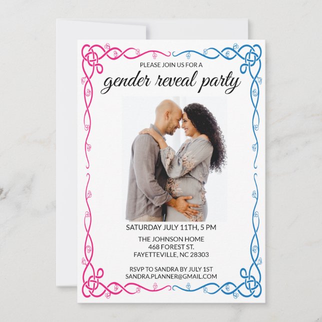 Minimalist Gender Reveal Party Photo Invitation (Front)