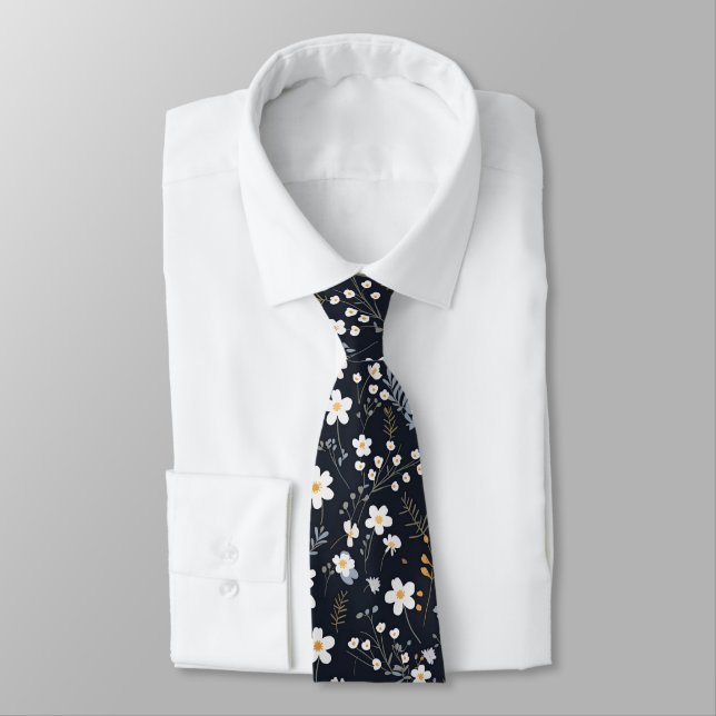 Minimalist Gentle Garden Wildflowers Nursery Neck Tie (Tied)