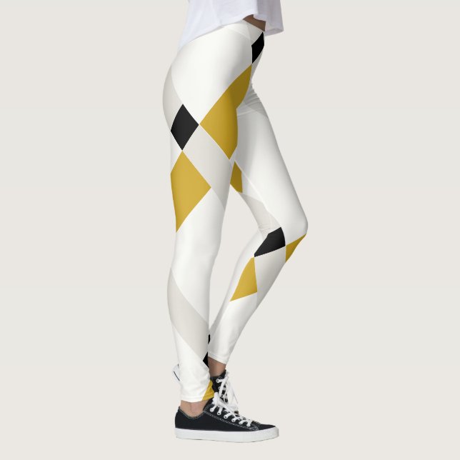 Minimalist Geo Color Blocks Modern Art Leggings (Right)