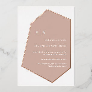 Minimalist Geo Gem Dusty Pink Wedding Rose Gold  Foil Invitation
