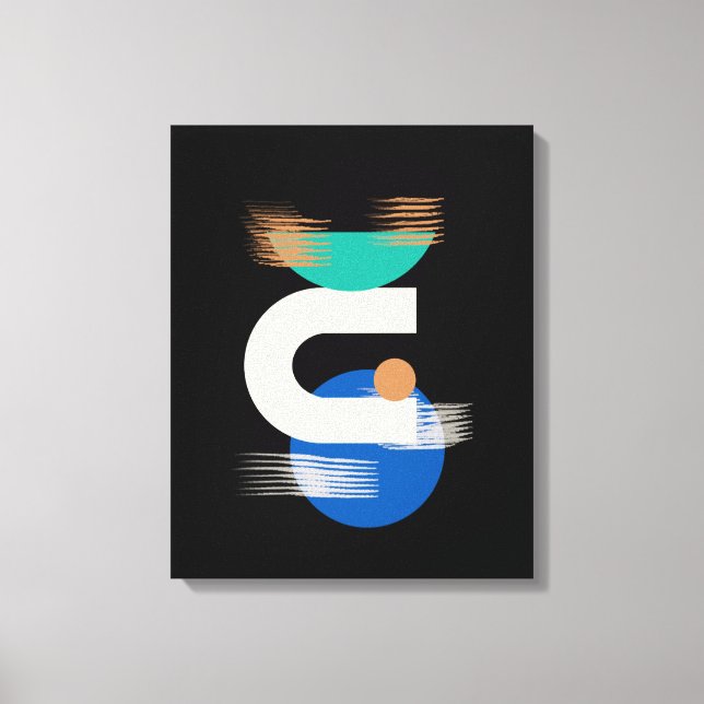 Minimalist Geometric Art on Black Stretched Canvas Print (Front)