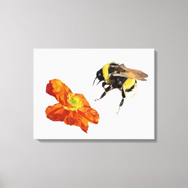 Minimalist Geometric Bee/Poppy Wrapped Canvas Print (Front)