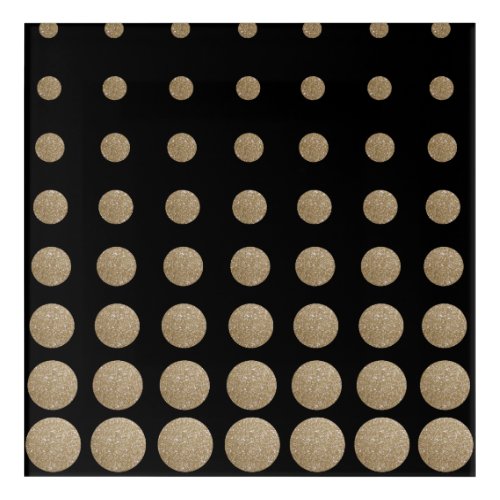 minimalist geometric black gold glitter polka dots acrylic print