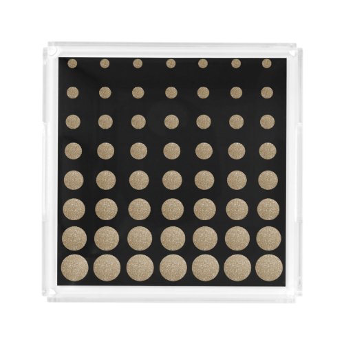 minimalist geometric black gold glitter polka dots acrylic tray