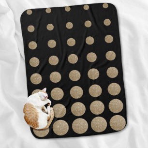minimalist geometric black gold glitter polka dots baby blanket