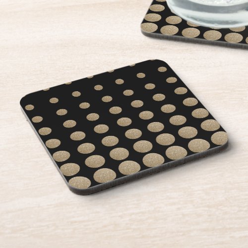 minimalist geometric black gold glitter polka dots beverage coaster