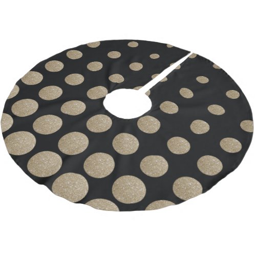 minimalist geometric black gold glitter polka dots brushed polyester tree skirt