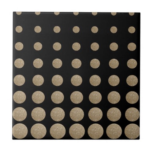 minimalist geometric black gold glitter polka dots ceramic tile