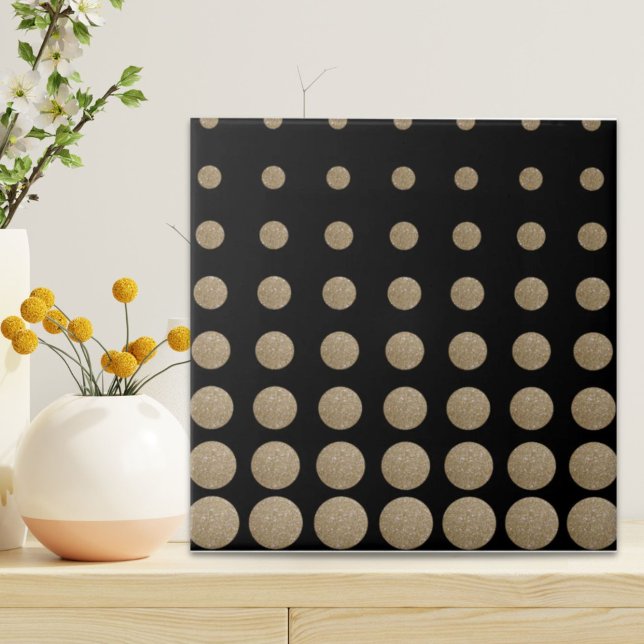 minimalist geometric black gold glitter polka dots ceramic tile (minimalist geometric black gold glitter polka dots ceramic tile)