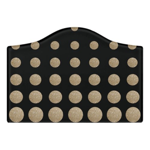 minimalist geometric black gold glitter polka dots door sign
