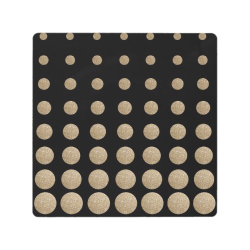 minimalist geometric black gold glitter polka dots metal print