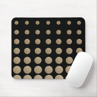 minimalist geometric black gold glitter polka dots mouse pad