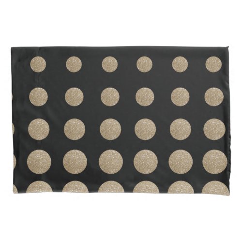 minimalist geometric black gold glitter polka dots pillow case