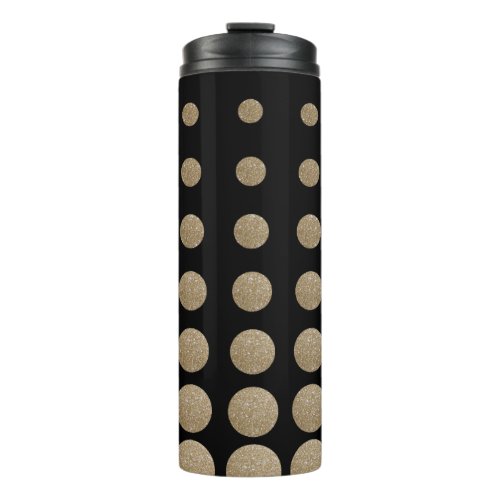 minimalist geometric black gold glitter polka dots thermal tumbler