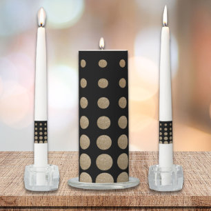 minimalist geometric black gold glitter polka dots unity candle set