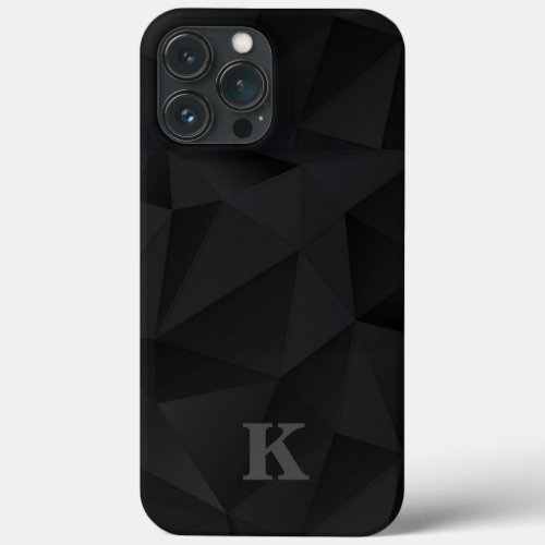 Minimalist Geometric Black Modern Monogram iPhone 13 Pro Max Case