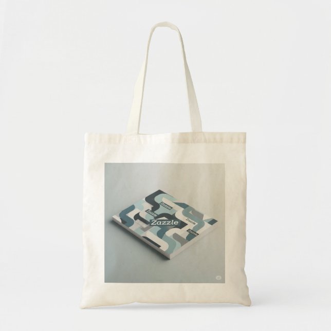 Minimalist Geometric Blue Gray White Pattern Tote  (Front)