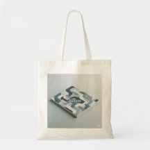 Minimalist Geometric Blue Gray White Pattern Tote