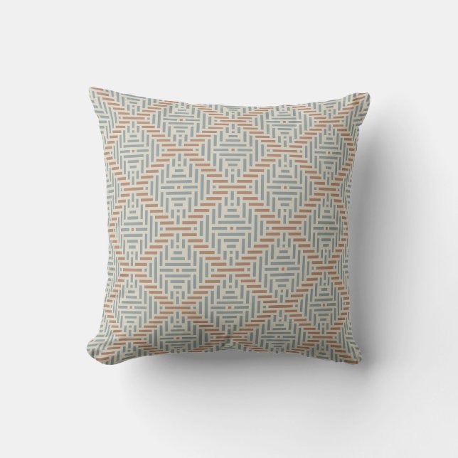Minimalist geometric brown and blue grey  throw pillow (Front)