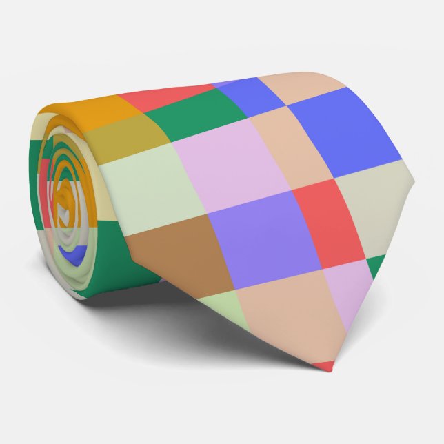 Minimalist Geometric Checkered Retro Pattern Neck Tie (Rolled)