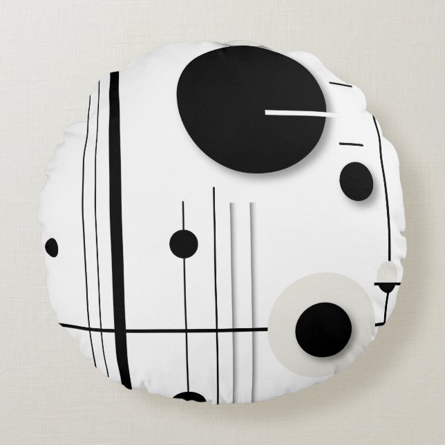 Minimalist Geometric Circle Symphony Lines Round Pillow (Front)