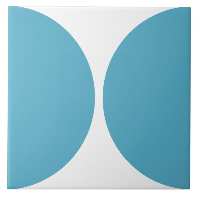 Minimalist Geometric Circle teal blue and white Ceramic Tile (Front)