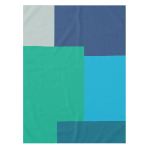 Minimalist Geometric Color Block Blue Green Tones Tablecloth