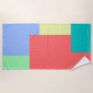 Minimalist Geometric Color Block Bright Colors Beach Towel