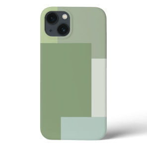 Minimalist Geometric Color Block Sage Green Tones iPhone 13 Case