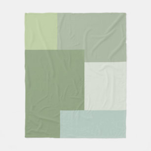 Minimalist Geometric Color Block Sage Green Tones Fleece Blanket