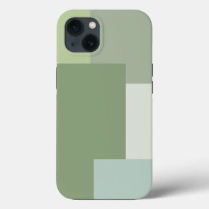 Minimalist Geometric Color Block Sage Green Tones iPhone 13 Case