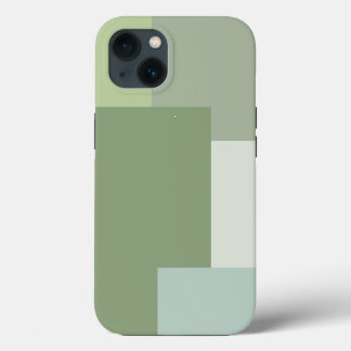 Minimalist Geometric Color Block Sage Green Tones iPhone 13 Case