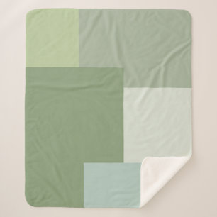 Minimalist Geometric Color Block Sage Green Tones Sherpa Blanket