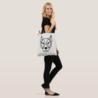 Minimalist Geometric Dog Head Organic Cotton Tote Bag