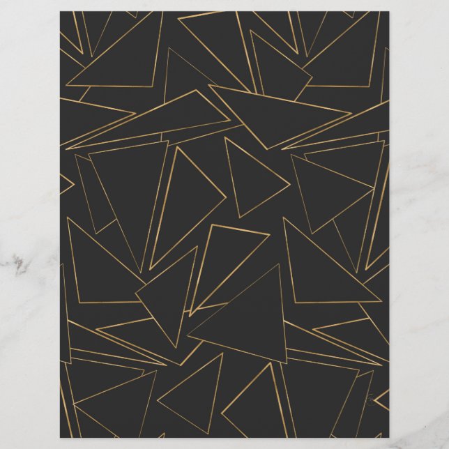 Minimalist Geometric Gold Black Strokes Triangles Letterhead (Front)