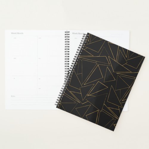 Minimalist Geometric Gold Black Strokes Triangles Planner