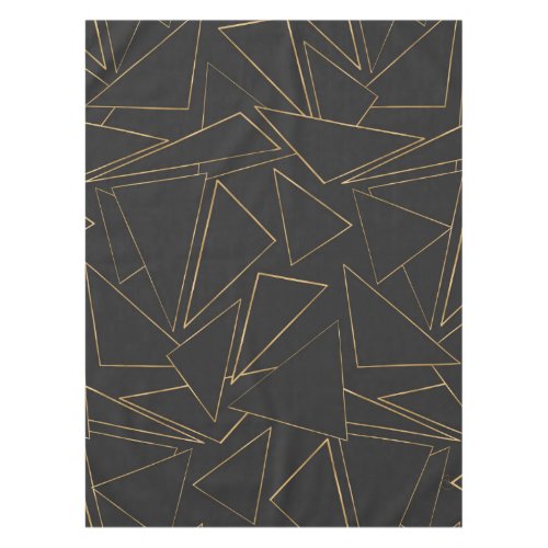 Minimalist Geometric Gold Black Strokes Triangles Tablecloth