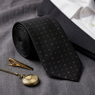 Minimalist Geometric Gold Dots & Lines Neck Tie