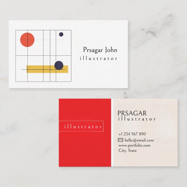 Minimalist Geometric Illustrator Modern Creative  Business Card (Front/Back)