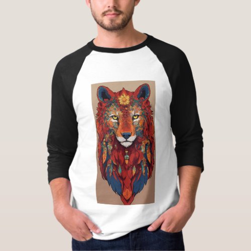 Minimalist Geometric Lion Emblem T_Shirt T_Shirt