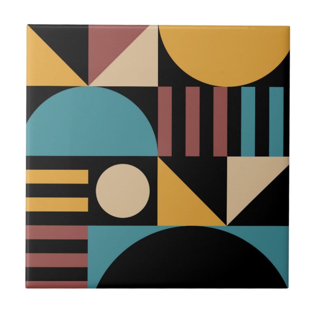 Minimalist Geometric Mid Century Modern Abstract Ceramic Tile (Front)