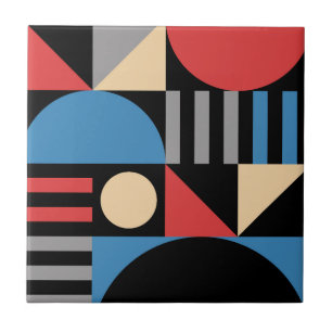 Minimalist Geometric Mid Century Modern Abstract Ceramic Tile