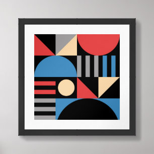 Minimalist Geometric Mid Century Modern Abstract Framed Art