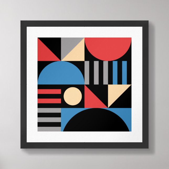 Minimalist Geometric Mid Century Modern Abstract Framed Art (Framed Front)