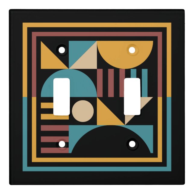 Minimalist Geometric Mid Century Modern Abstract Light Switch Cover (Front)