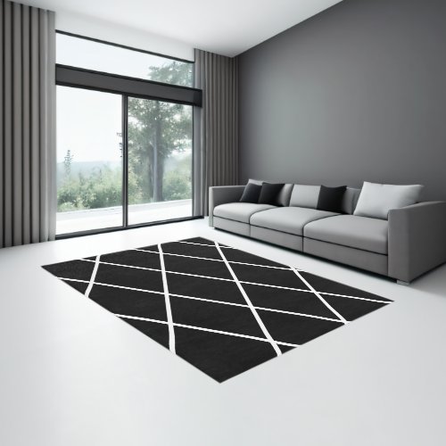 Minimalist Geometric Mid_Century Modern Black Rug